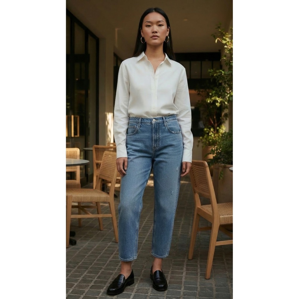 Women's Slouchy Straight High Rise Button Fly Jeans Sz. 12 Light Wash Preppy Y2K